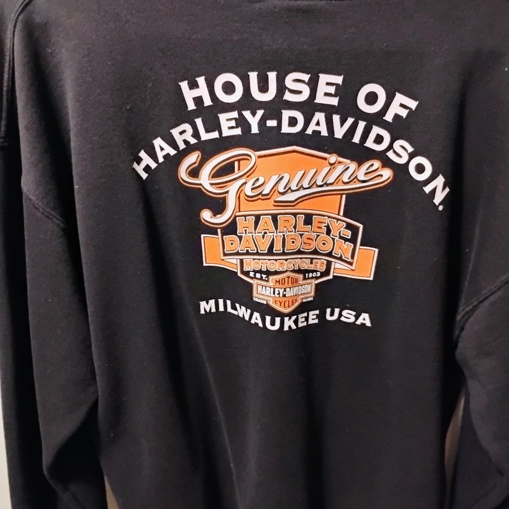 Harley-Davidson Black Sweatshirt with Orange and White Logo